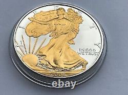 Aigle d'argent américain Liberty 1 once en argent fin 2006 avec relief en or