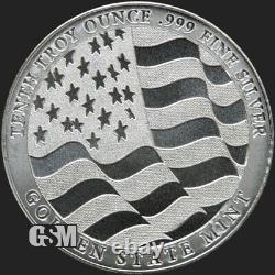 Aigle drapeau américain Tube de lingots en argent de 1/10 oz Pièces d'argent 50 Pièces 1 Rouleau