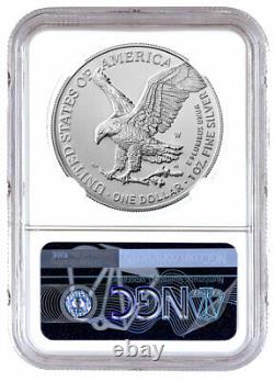 Aigle en argent américain de type 2 de 1 once, 2021 W $1, épreuve miroir NGC MS70 FR avec étiquette Aigle