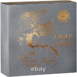 Citation de vie ghanéenne 2023 Aigle et Corbeau - Pièce d'argent antique de 2 oz, tirage de 500 exemplaires