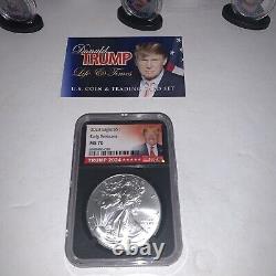 DONALD TRUMP MS70 - Aigle en argent 1oz & Vie & Temps 10 Pièces Ultimate Coin & Cartes