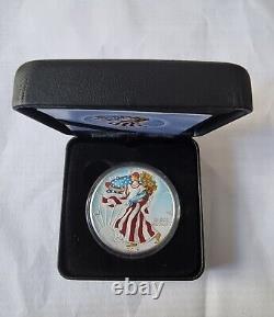 Édition colorée du drapeau américain de l'aigle américain en argent 1oz 2019 USA 100 BU 999 boîte coa