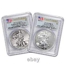 Ensemble de 2 pièces d'aigle en argent 2013 MS/PF-70 PCGS (FS, West Point) SKU #76076