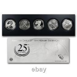 Ensemble de 5 pièces d'argent American Eagle 2011 (25e anniversaire, avec boîte et certificat d'authenticité) SKU #65407