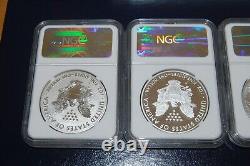 Ensemble de pièces commémoratives du 25e anniversaire de l'aigle américain de 2011 de 5 premières émissions NGC MS70