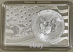Ensemble de pièces de 1 dollar American Silver Eagle en argent de 2 onces et de barres d'argent dans une capsule en 2017
