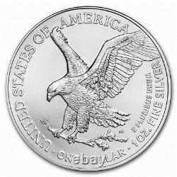 LOT DE 5 pièces d'Aigle d'argent américain de 1 $ en argent pur 2023, 1 oz. 999, neuves sous capsule.
