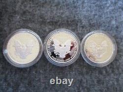 Lot(3) 2007/2010/2012 Us Mint W American Eagle One Oz 99.9% Silver Proof Coins<br/> 
<br/> Translation: Lot(3) 2007/2010/2012 Us Mint W American Eagle One Oz 99.9% Silver Proof Coins
