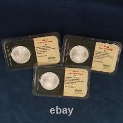 Lot de (3) Aigles américains en argent de 2001 dans des emballages Littleton - Livraison gratuite aux États-Unis