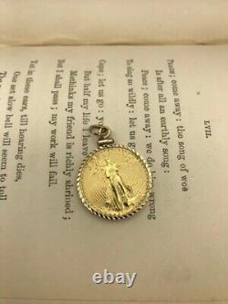 Pendentif pièce d'aigle en argent fin 925 avec lunette personnalisée, plaqué or jaune 14 carats