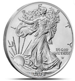 Pièce d'argent américaine American Silver Eagle de 1 oz. 2024.999 fin (BU) Lot de 10. EXPÉDITION MAINTENANT.