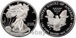 Pièce de monnaie américaine Silver American Eagle One Proof Dollar de 1997 P avec boîte et certificat d'authenticité (COA) $1 US ASE