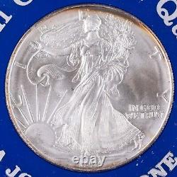 The translation of the title in French is: 	<br/>	'1994 American Silver Eagle Vintage GTE Display 1oz Silver. 999 ASE SAE $1'